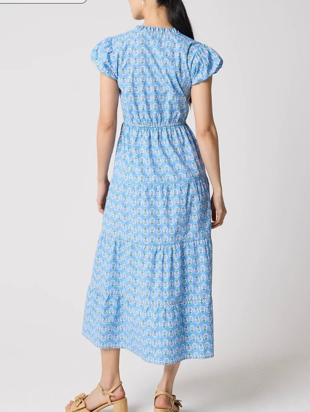 Light Blue Floral V-Neck Maxi Dress Willa - Picture 3 of 9